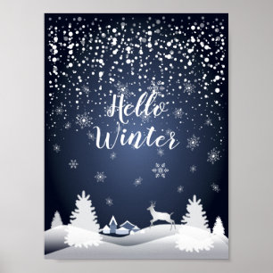 Weihnachtsnachtsmärchen. Fantasiewald, Schnee Poster