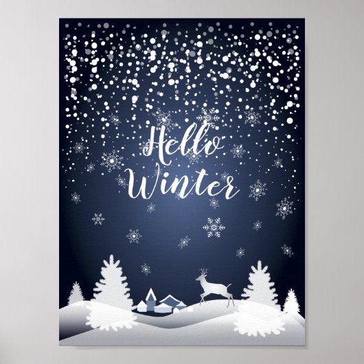 Weihnachtsnachtsmärchen. Fantasiewald, Schnee Poster (Vorne)