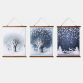 Weihnachtsnachtsmärchen. Fantasiewald, Schnee Wandteppich Mit Holzrahmen (Dreifach)