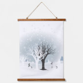 Weihnachtsnachtsmärchen. Fantasiewald, Schnee Wandteppich Mit Holzrahmen (Vorderseite)