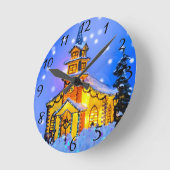 Weihnachtsnachtsmauer Runde Wanduhr (Winkel)