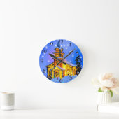 Weihnachtsnachtsmauer Runde Wanduhr (Zuhause)