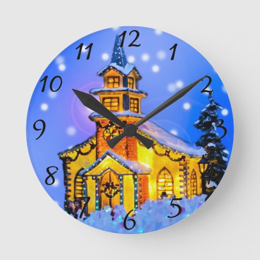 Weihnachtsnachtsmauer Runde Wanduhr (Vorderseite)