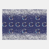 Weihnachtsnachtsnacht blauen silbernen Foto Konfet Geschenkpapier Set (Vorderseite 2)