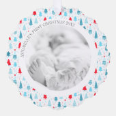 Weihnachtsnachtsnacht Foto Baum Farbenfrohe Orname Ornament Karte (Vorderseite)