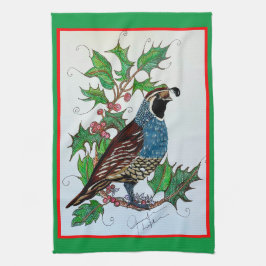 Weihnachtsnachtsnacht Holly Geschirrtuch