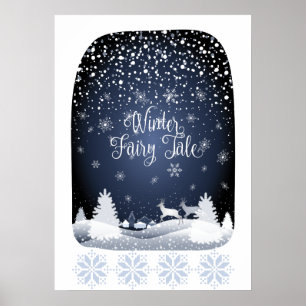 Weihnachtsnachtsnacht Märchen Fantasy Snowy Forest Poster