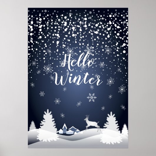 Weihnachtsnachtsnacht Märchen Fantasy Snowy Forest Poster (Vorne)
