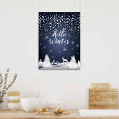 Weihnachtsnachtsnacht Märchen Fantasy Snowy Forest Poster (Küche)