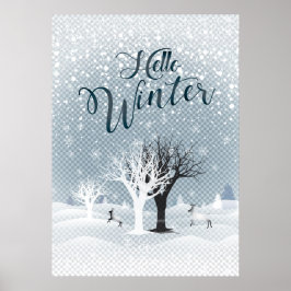 Weihnachtsnachtsnacht Märchen Fantasy Snowy Forest Poster