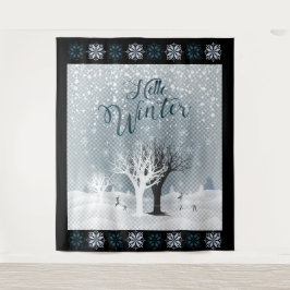 Weihnachtsnachtsnacht Märchen Fantasy Snowy Forest Wandteppich