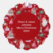 Weihnachtsnachtsnacht Rote Farbe Datum Ornament Karte (Rückseite)