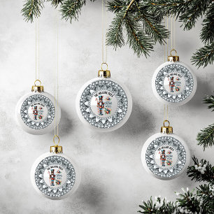 Weihnachtsnachtsnachtscreme Weißer Diamant Rahmen Keramik Kugel-Ornament