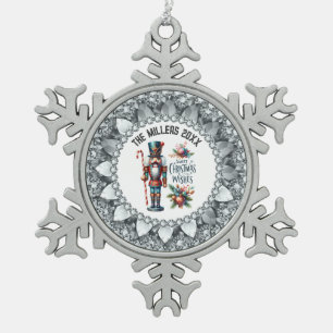 Weihnachtsnachtsnachtscreme Weißer Diamant Rahmen Schneeflocken Zinn-Ornament