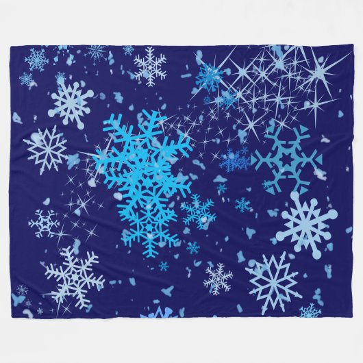 Weihnachtsnachtsschnee Fleecedecke (Vorderseite (Horizontal))