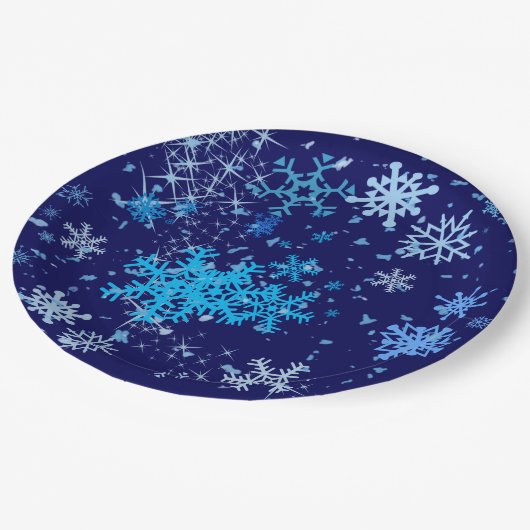 Weihnachtsnachtsschnee Pappteller (Schrägansicht)