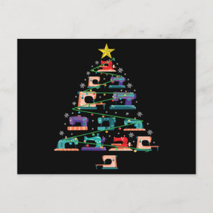 Weihnachtsnähmaschine Xmas Baum Quilter Geschenk Einladungspostkarte