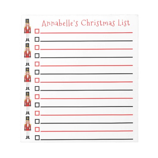 Weihnachtsnährstoffhändler Einkaufsliste personali Notizblock (Vorderseite)