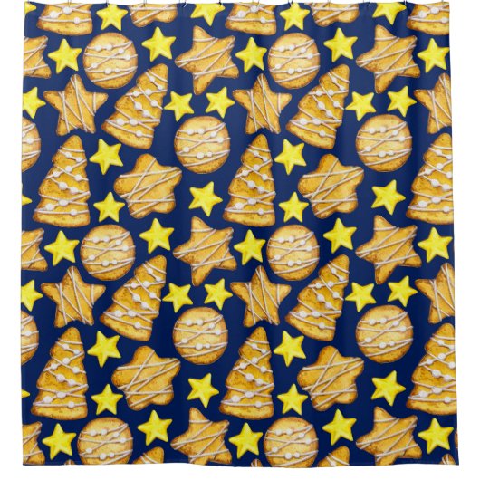 Weihnachtsnahtlose Süßigkeiten und Gelbst Duschvorhang (Vorderseite)