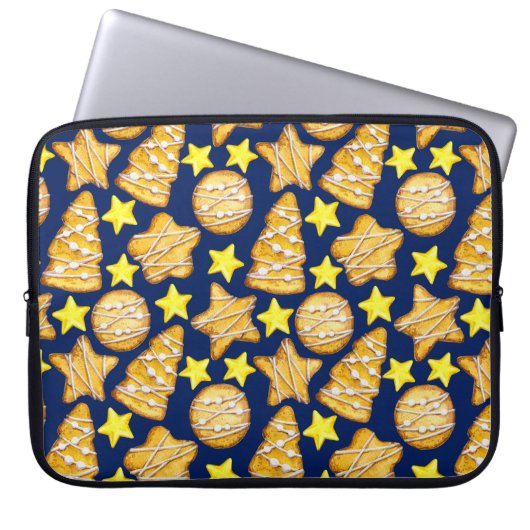 Weihnachtsnahtlose Süßigkeiten und Gelbst Laptopschutzhülle (Vorderseite)