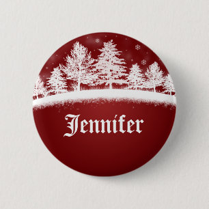Weihnachtsname Abzeichen Vorlage Rote Schaltfläch Button
