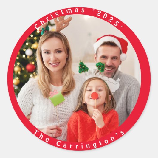 Weihnachtsname Angepasst Runder Aufkleber (Vorderseite)
