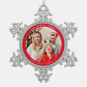 Weihnachtsname Angepasst Schneeflocken Zinn-Ornament (Vorderseite)