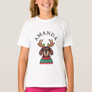 Weihnachtsname der schwarzen Dackel T-Shirt
