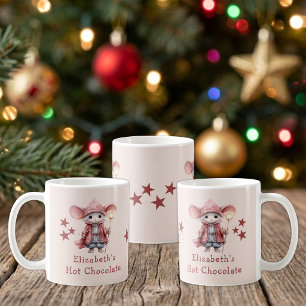 Weihnachtsname Maus rosa heiße Schokolade Tasse