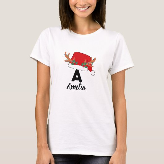 Weihnachtsname Personalisiert T-Shirt (Vorderseite)
