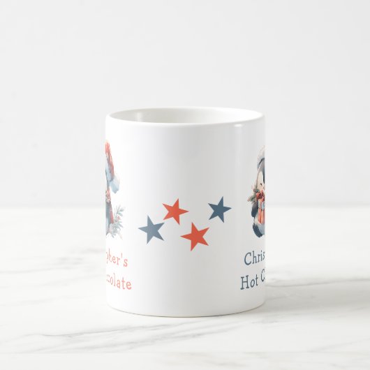 Weihnachtsname Pinguin graue heiße Schokolade Tass Kaffeetasse (Mittel)