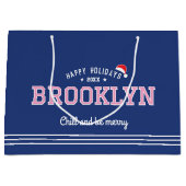Weihnachtsname Typografie Navy Pink Rot Weihnachts Große Geschenktüte (Vorderseite)