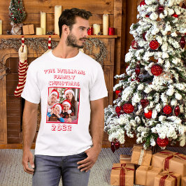 Weihnachtsname und Foto Vater Weiß T-Shirt
