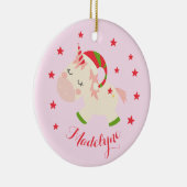 Weihnachtsname Unicorn Personalisiert Keramik Ornament (Rechts)
