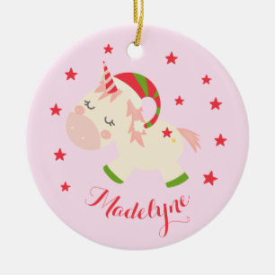 Weihnachtsname Unicorn Personalisiert Keramik Ornament
