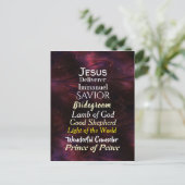 Weihnachtsnamen Jesu Feiertagspostkarte (Stehend Vorderseite)