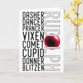 Weihnachtsnamen, Rudolph, Kinder Weihnachten Karte