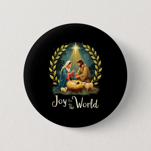 Weihnachtsnativität Christliche Geburt Jesu Freude Button (Vorderseite)