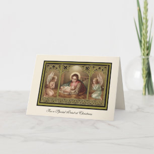 Weihnachtsnativität Jungfrau Maria Jesus Engel Fe Feiertagskarte