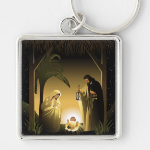 Weihnachtsnativität Maria, Josef und Jesuskind Schlüsselanhänger