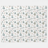 Weihnachtsnatur rustikales Muster Wasserfarbe Fleecedecke (Vorderseite (Horizontal))