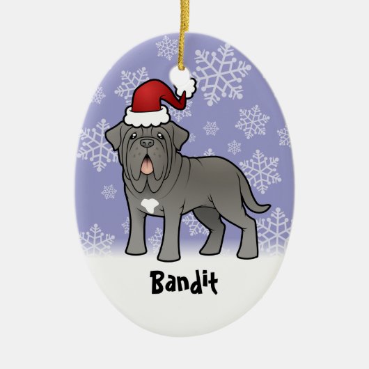 Weihnachtsneapolitanischer Mastiff Keramikornament (Vorne)