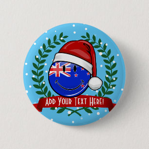 Weihnachtsneuseeland-Art-lächelnde Flagge Button