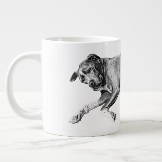 Weihnachtsnickerchen, Pit-Mix-Friede Jumbo-Tasse (Links)