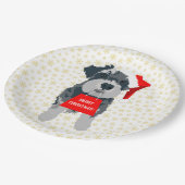 WeihnachtsNiedlich Miniatur Schnauzer Dog Weihnach Pappteller (Schrägansicht)