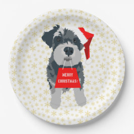 WeihnachtsNiedlich Miniatur Schnauzer Dog Weihnach Pappteller