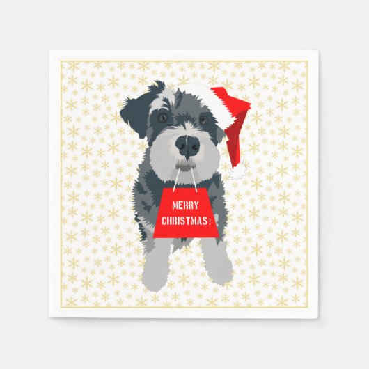 WeihnachtsNiedlich Miniatur Schnauzer Dog Weihnach Serviette (Vorderseite)