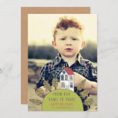 Weihnachtsniedliche Haus-Illustrations-Foto-Karte Feiertagskarte (Vorne/Hinten)