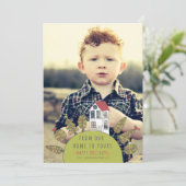 Weihnachtsniedliche Haus-Illustrations-Foto-Karte Feiertagskarte (Stehend Vorderseite)