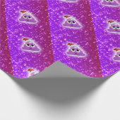 Weihnachtsniedlicher Unicorn kacken Emoji Glühen Geschenkpapier (Ecke)